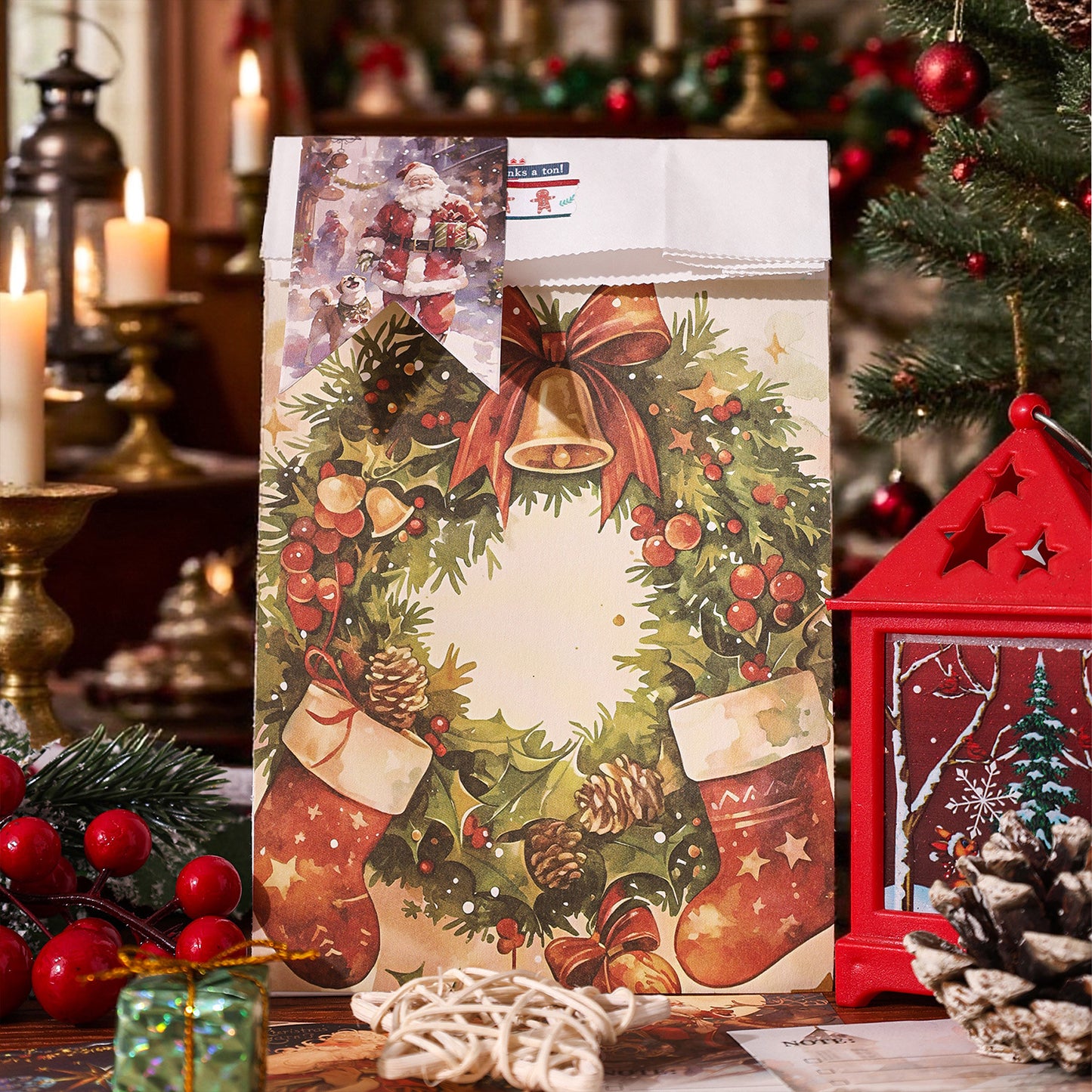 Christmas Eve DIY Journal Gift Box-Washi Tape, Stickers, and Material Paper