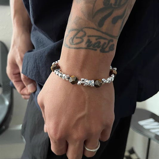 Manifestation Series|stone and broken silver bracelet