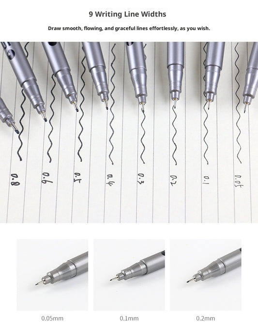 8050 Fine-Tipped Technical Pens for Hand-Drawing - Set of 9