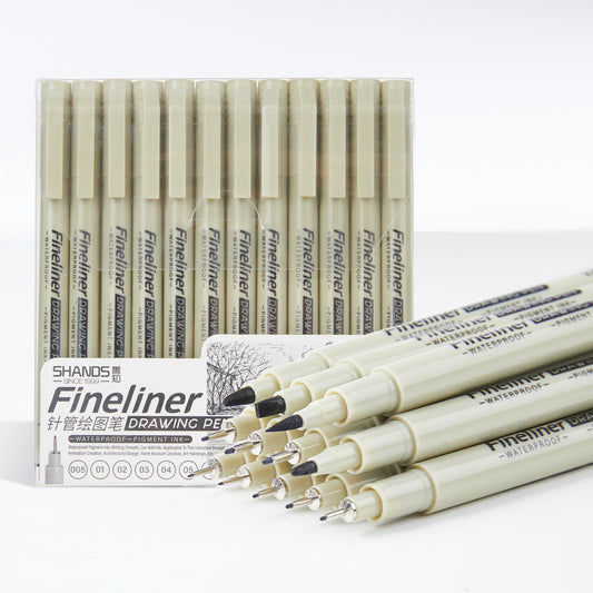 Black Fineliner Pens - Set of 12