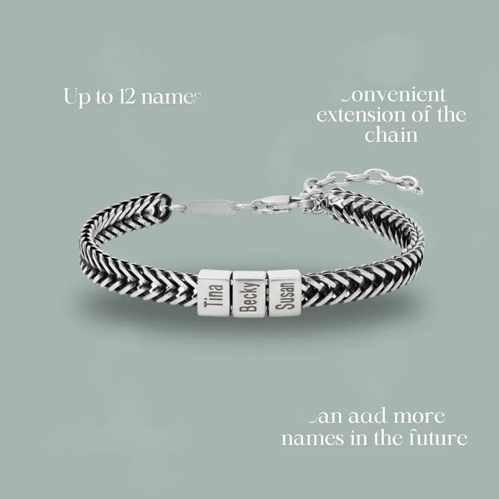 Personalize|Dad Bracelet With Kids’ Names - Silver