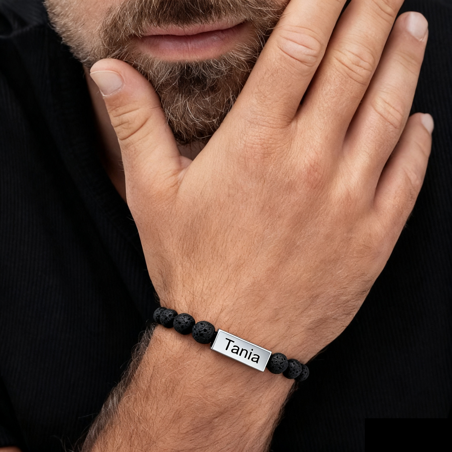 Personalize|Engraved Volcanic Stone Beaded Bracelet