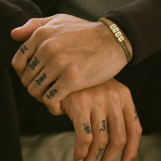 Personalize|Dad Bracelet With Kids’ Names - Gold