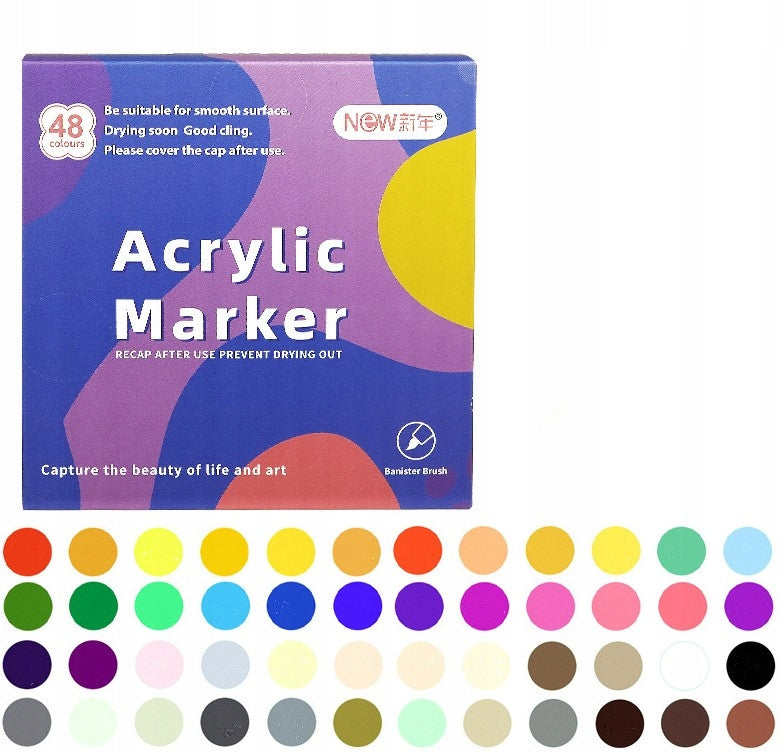 Acrylic Soft-tip Markers 12/24/36/48 Colors