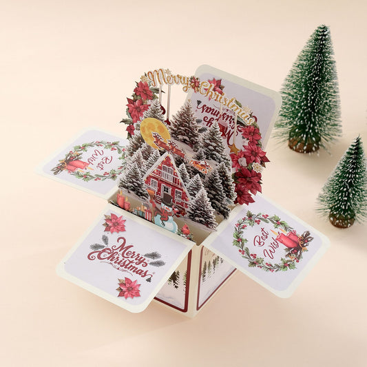 Christmas Snowy House View Pop-up 3D Greeting Card