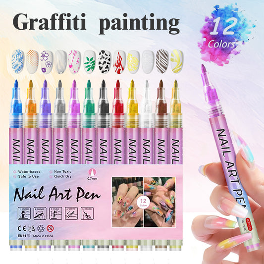 Nail art graffiti pen-Set of 12(0.7mm)