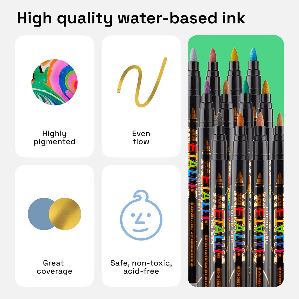 Metallic Paint Twin Marker Pens-8/12 PCS