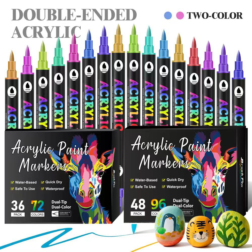 Double-Ended Acrylic Marker-Set of 12/24 PCS (24/48 colors)