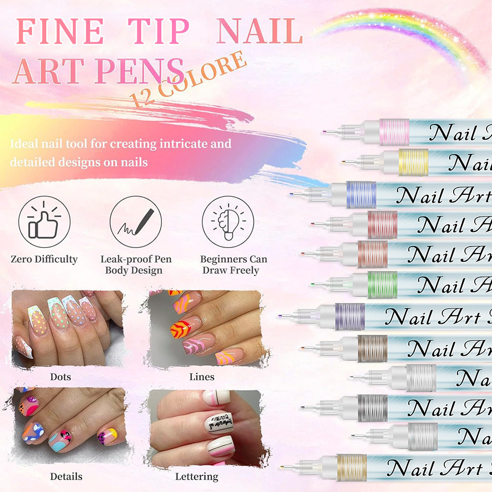 Nail Art Fineliner Pen-Set of 12