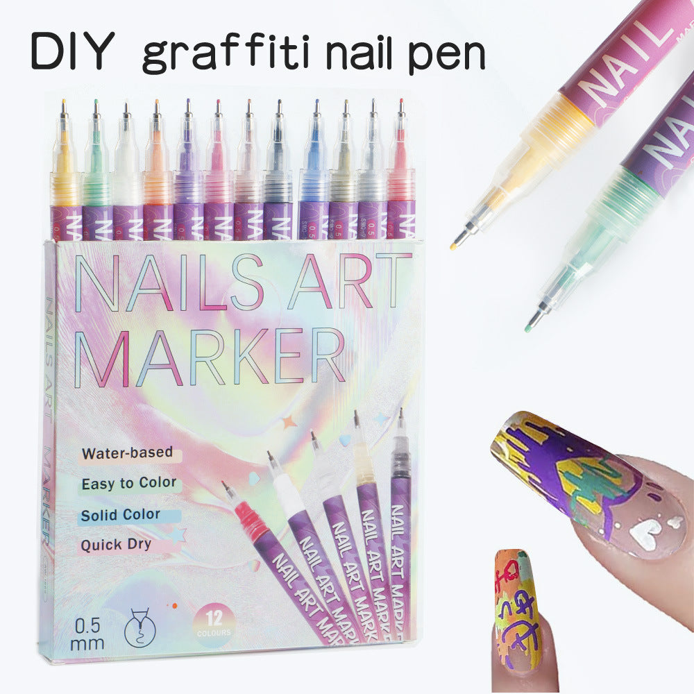 Nail Art Graffiti Pen-Set of 12(0.5mm)