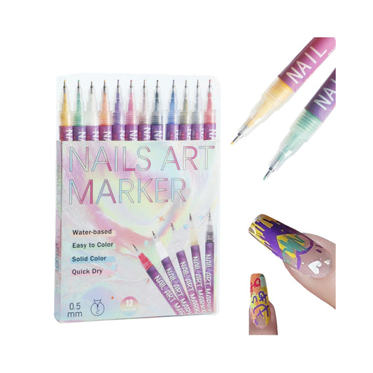 Nail Art Graffiti Pen-Set of 12(0.5mm)