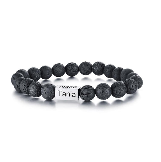 Personalize|Engraved Volcanic Stone Beaded Bracelet