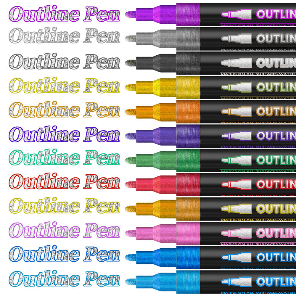 Double Line Outline Pens-8/12/24/36 Colors