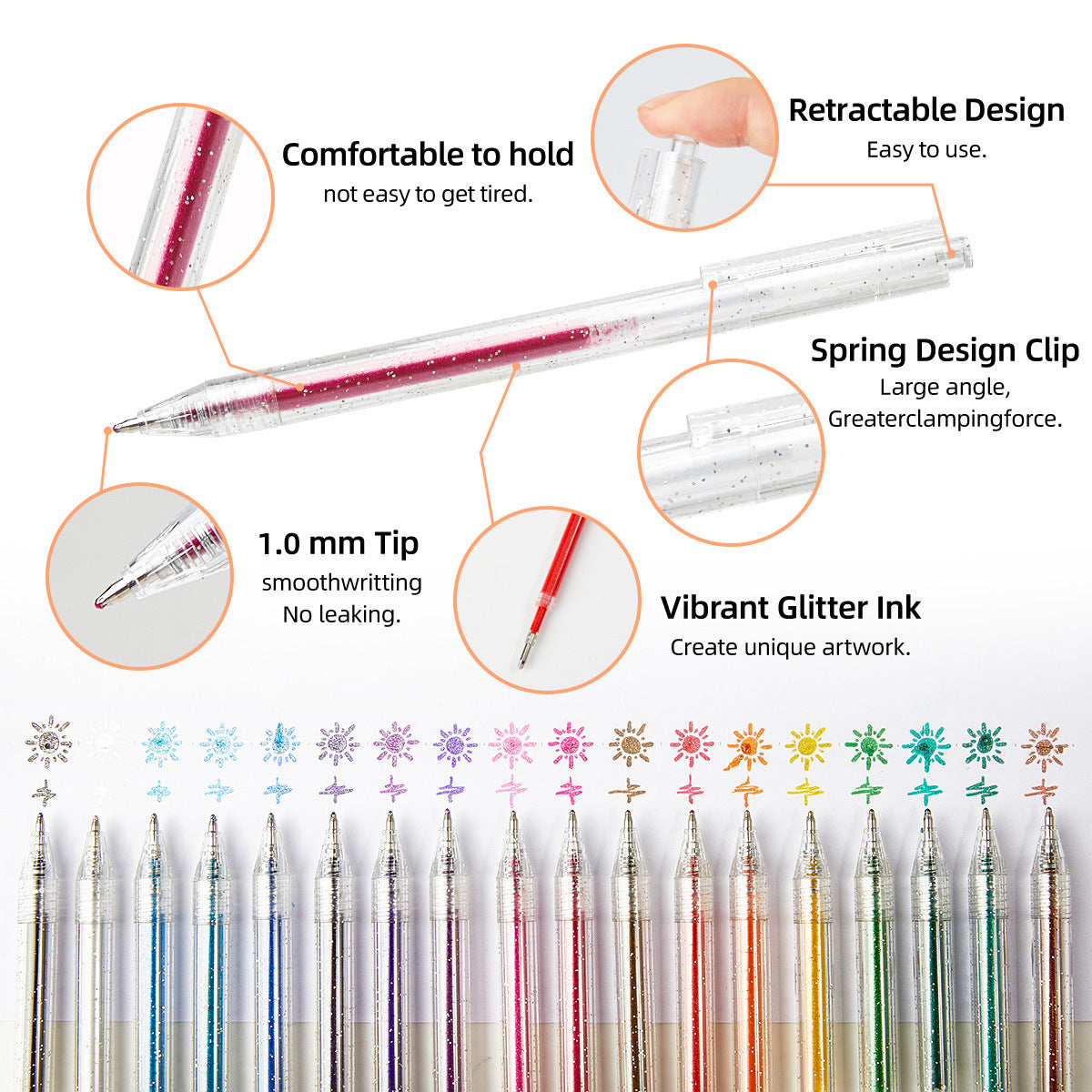 Glitter Gel Pen Set-Set of 18
