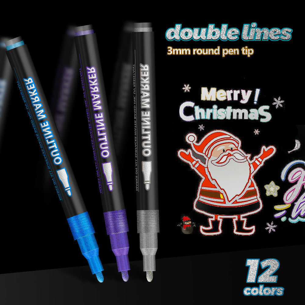 Double Line Outline Pens-8/12/24/36 Colors
