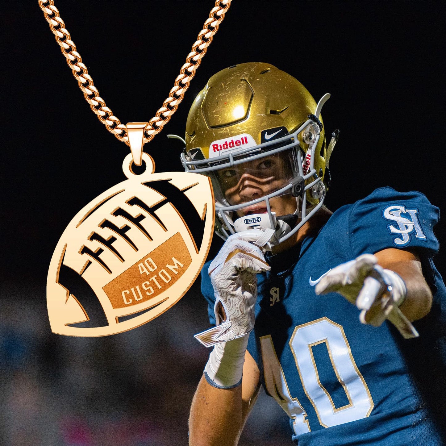 Personalize|Engraved Football Pendant Necklace