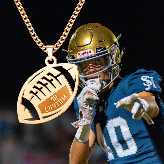 Personalize|Engraved Football Pendant Necklace