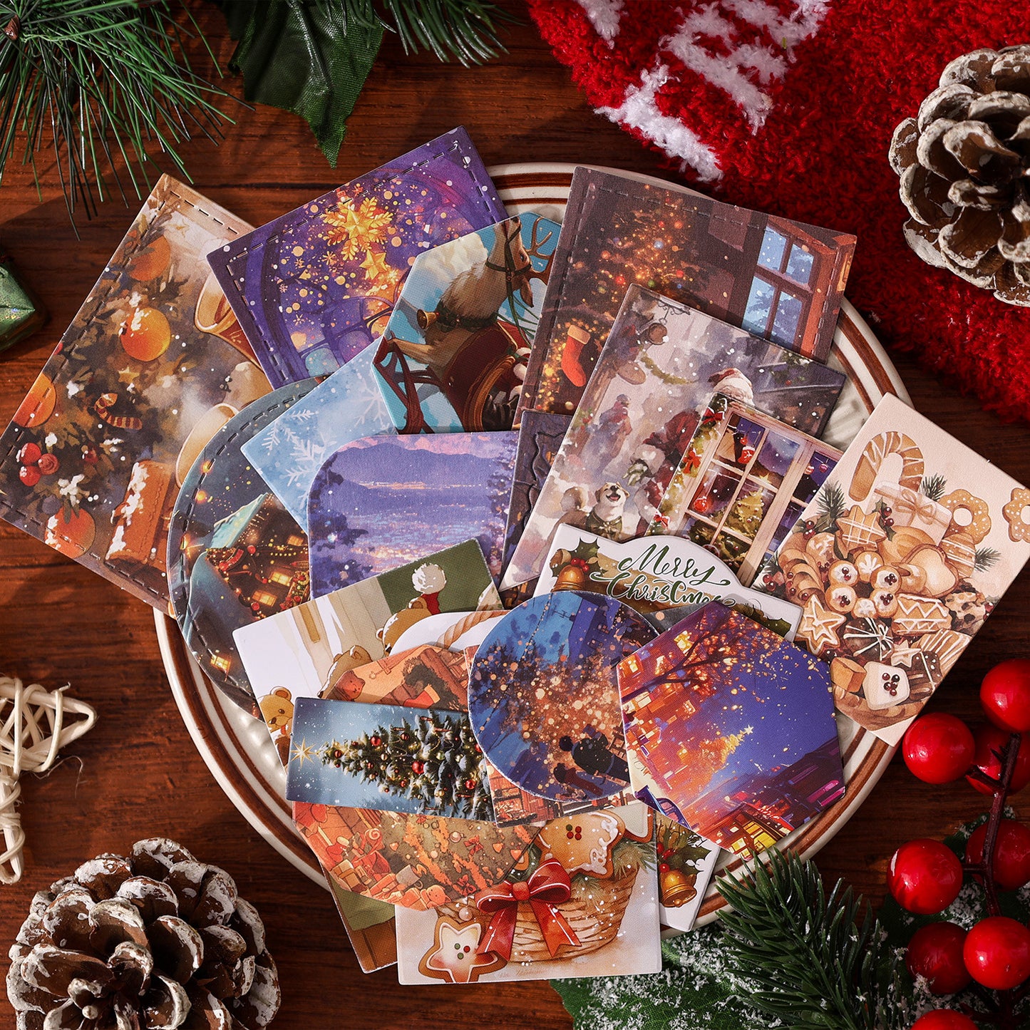 Christmas Eve DIY Journal Gift Box-Washi Tape, Stickers, and Material Paper