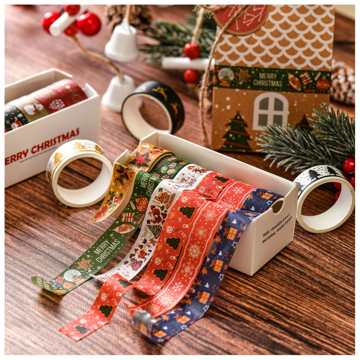 Christmas Washi Paper Journal Tape - 6 rolls per box