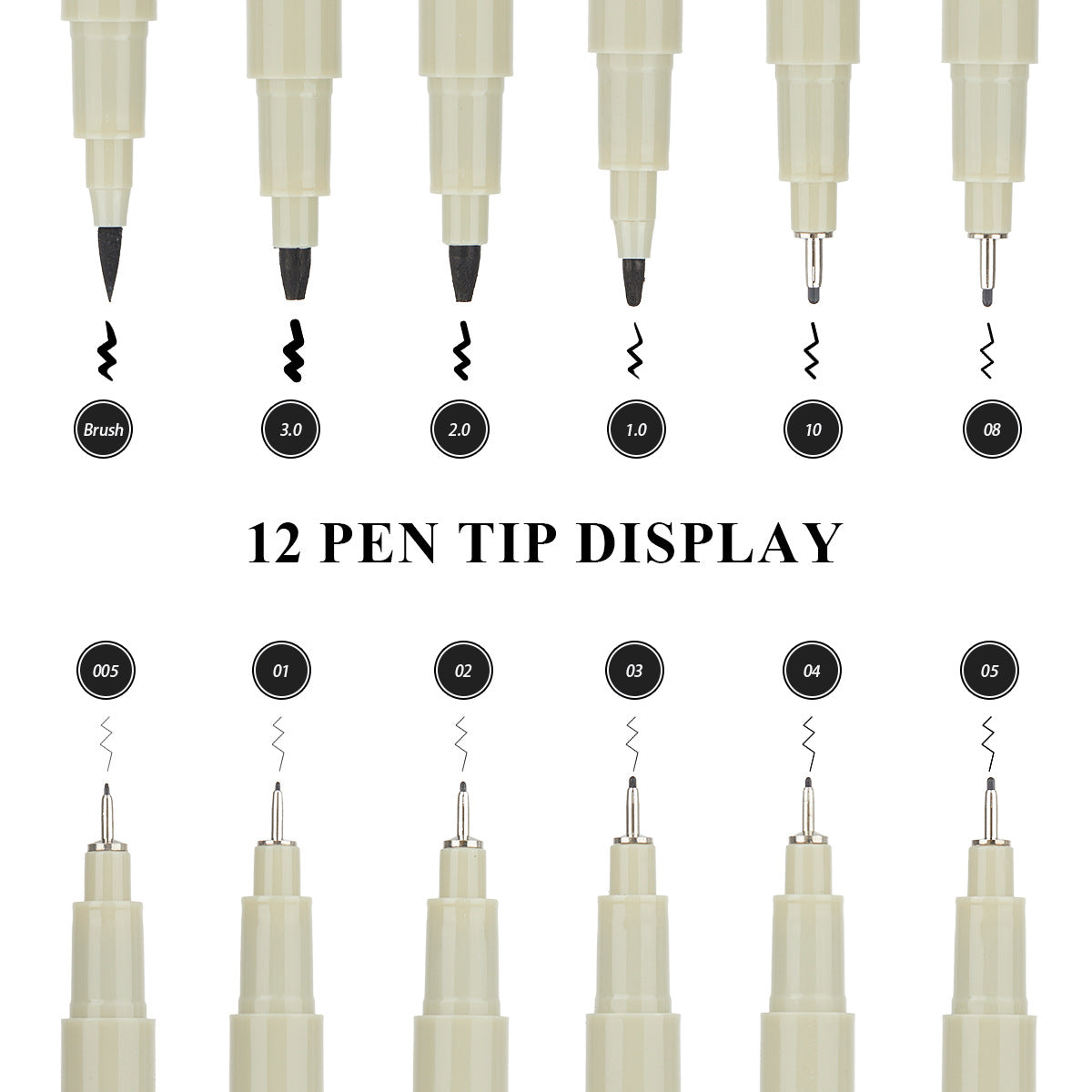 Black Fineliner Pens - Set of 12