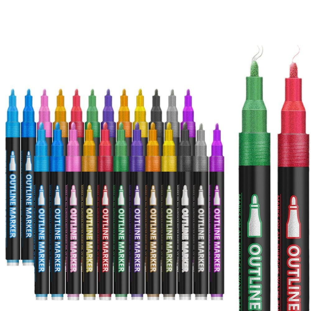 Double Line Outline Pens-8/12/24/36 Colors