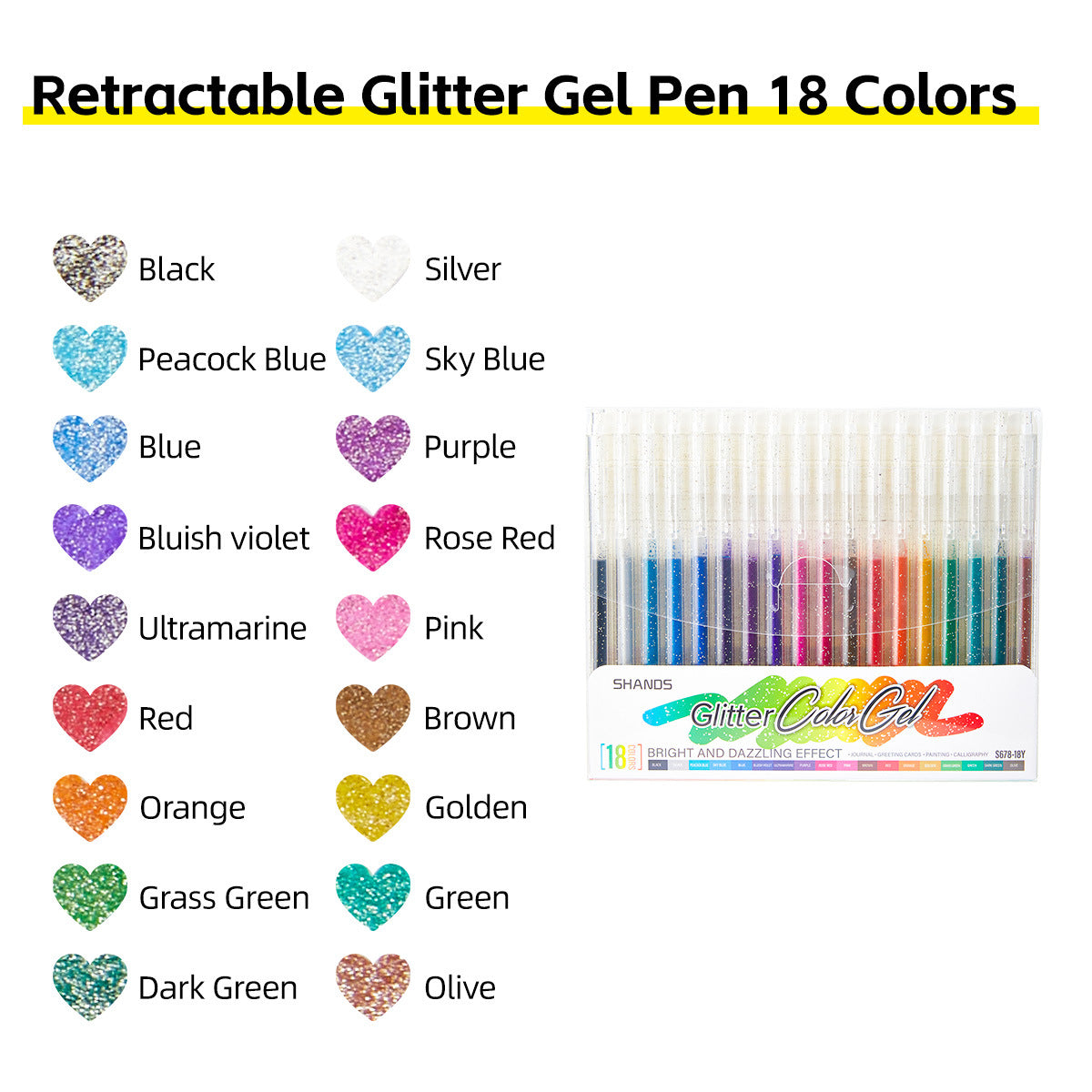 Glitter Gel Pen Set-Set of 18
