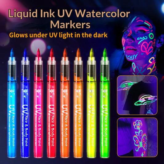 8 Color Glow in the Dark Body Paint