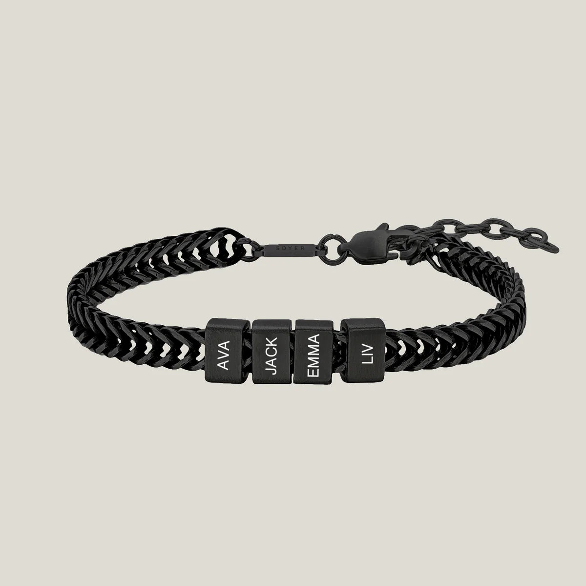 Personalize|Dan Bracelet - Dad Bracelet With Kids’ Names- Black