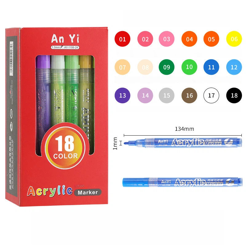 Quick-Drying Acrylic Markers - 12/18/24/36/48/60 Color Set