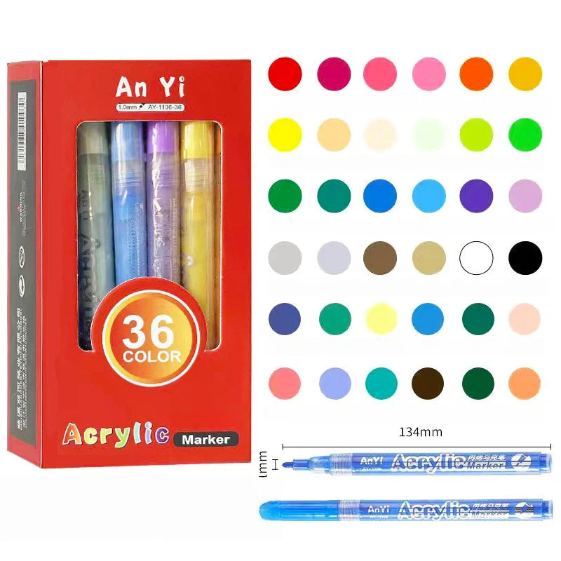 Quick-Drying Acrylic Markers - 12/18/24/36/48/60 Color Set