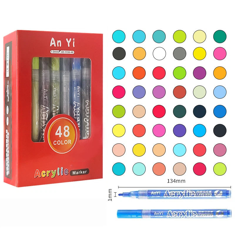 Quick-Drying Acrylic Markers - 12/18/24/36/48/60 Color Set
