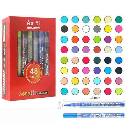 Quick-Drying Acrylic Markers - 12/18/24/36/48/60 Color Set