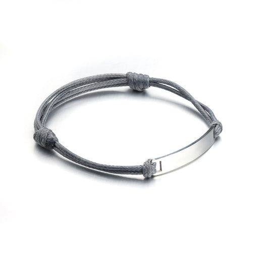 Personalize|Engraved titanium steel curved plate braided bracelet