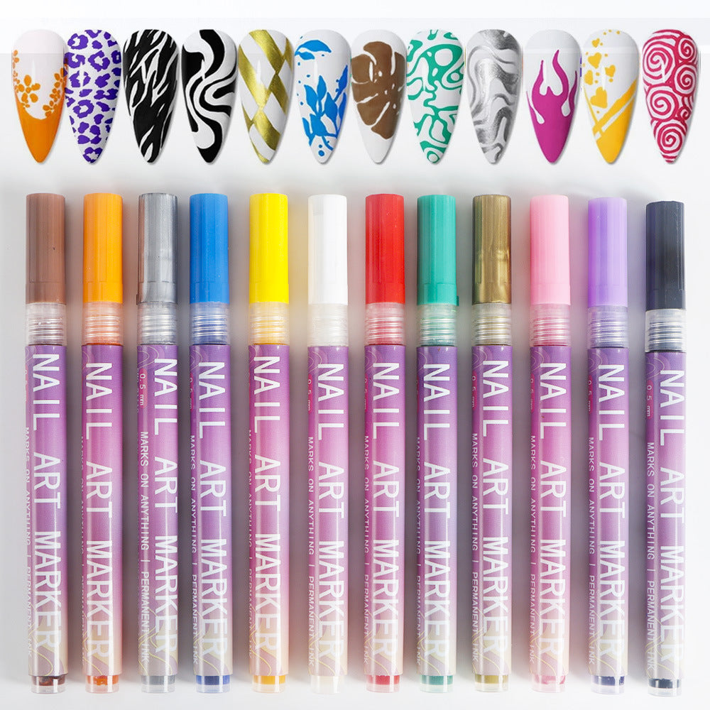 Nail Art Graffiti Pen-Set of 12(0.5mm)