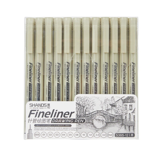 Black Fineliner Pens - Set of 12