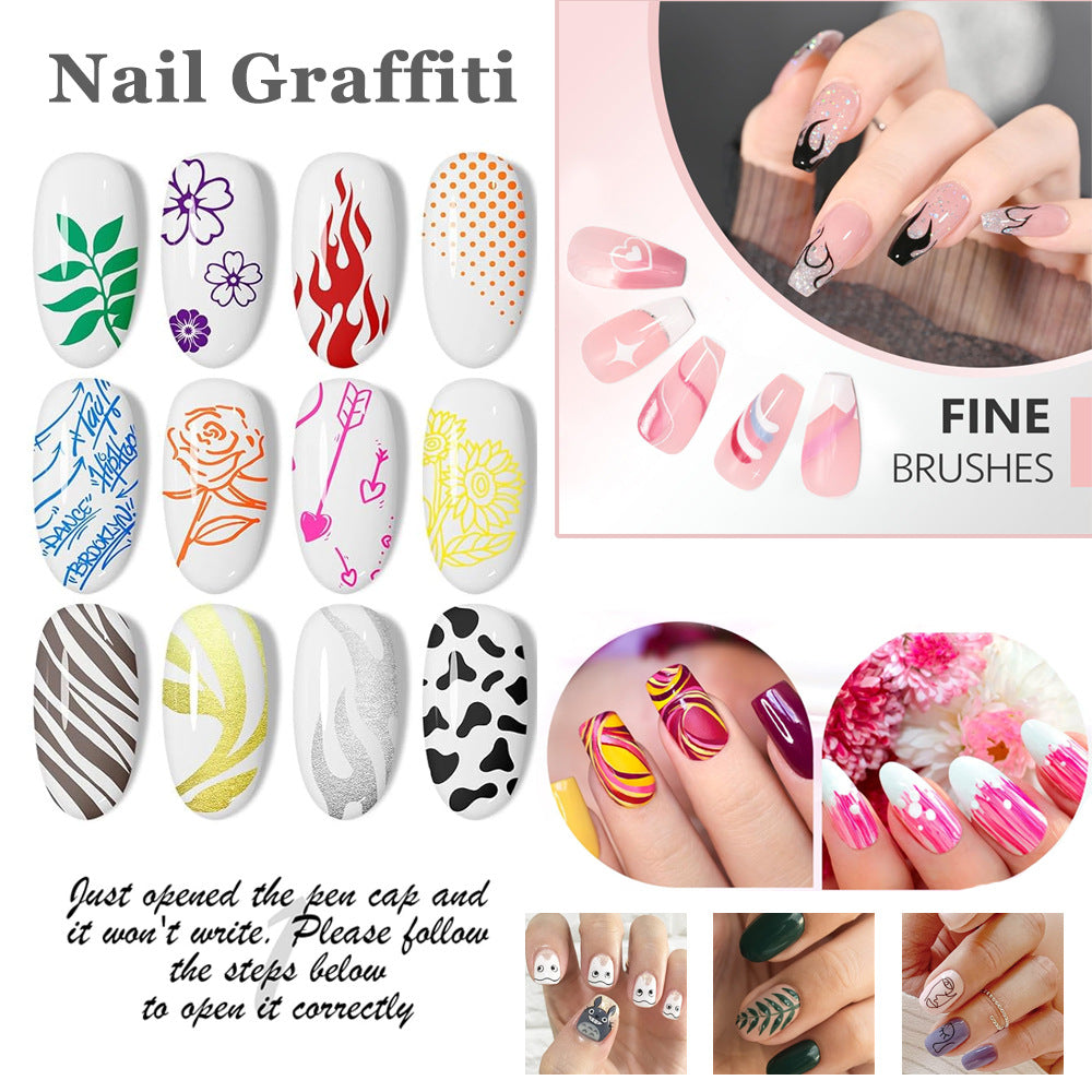 Nail Art Graffiti Pen-Set of 12(0.5mm)