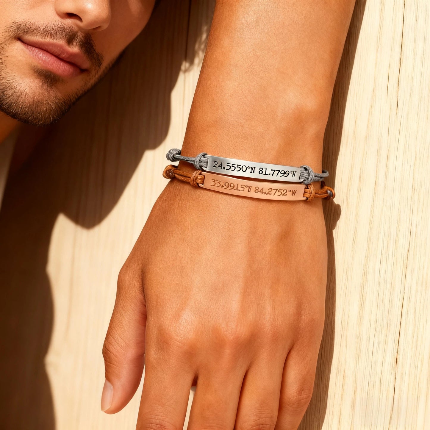 Personalize|Engraved titanium steel curved plate braided bracelet