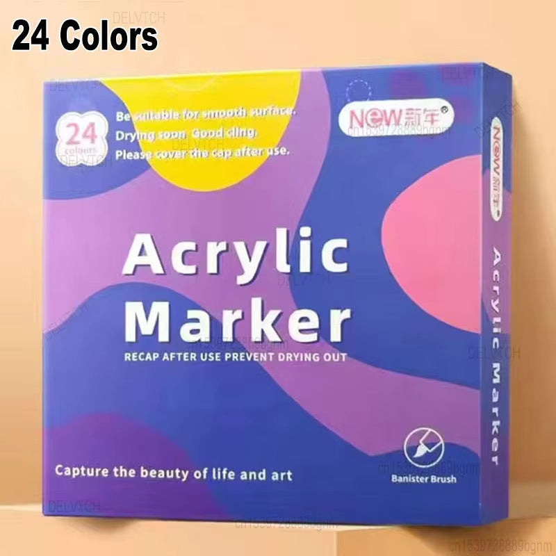 Acrylic Soft-tip Markers 12/24/36/48 Colors