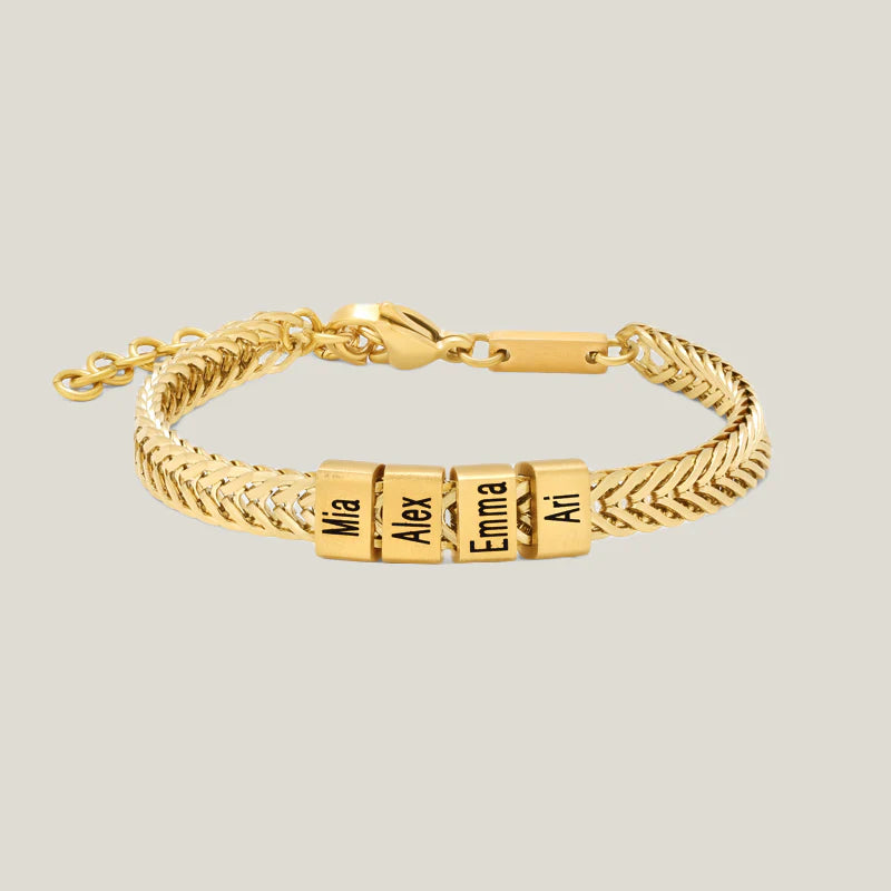 Personalize|Dad Bracelet With Kids’ Names - Gold