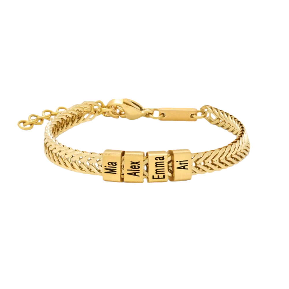 Personalize|Dad Bracelet With Kids’ Names - Gold