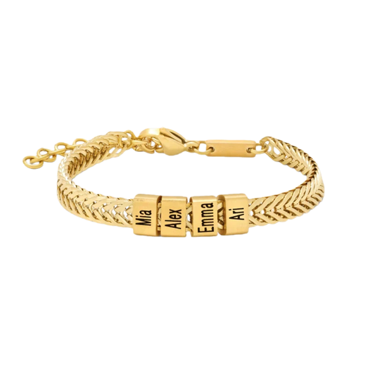 Personalize|Dad Bracelet With Kids’ Names - Gold