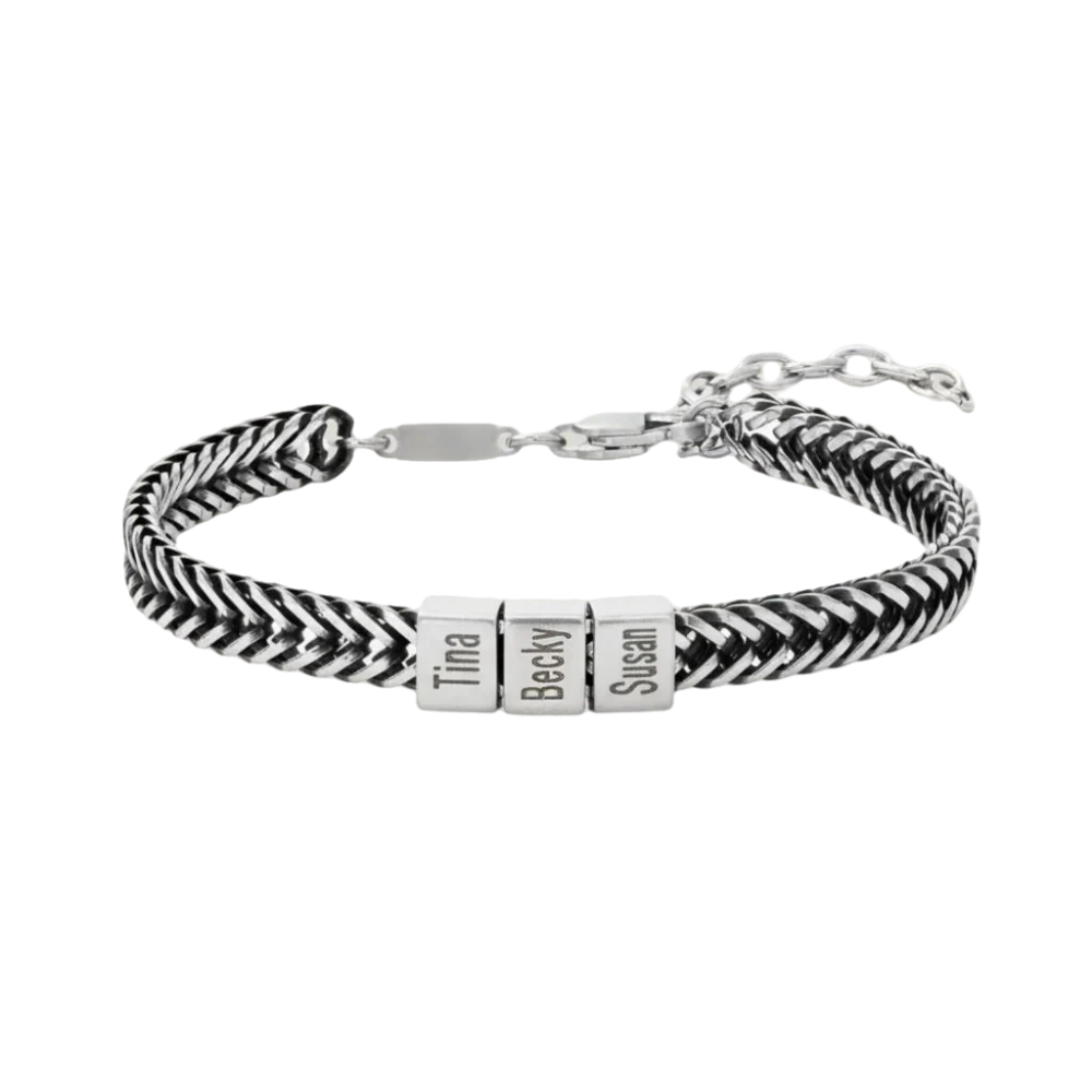Personalize|Dad Bracelet With Kids’ Names - Silver