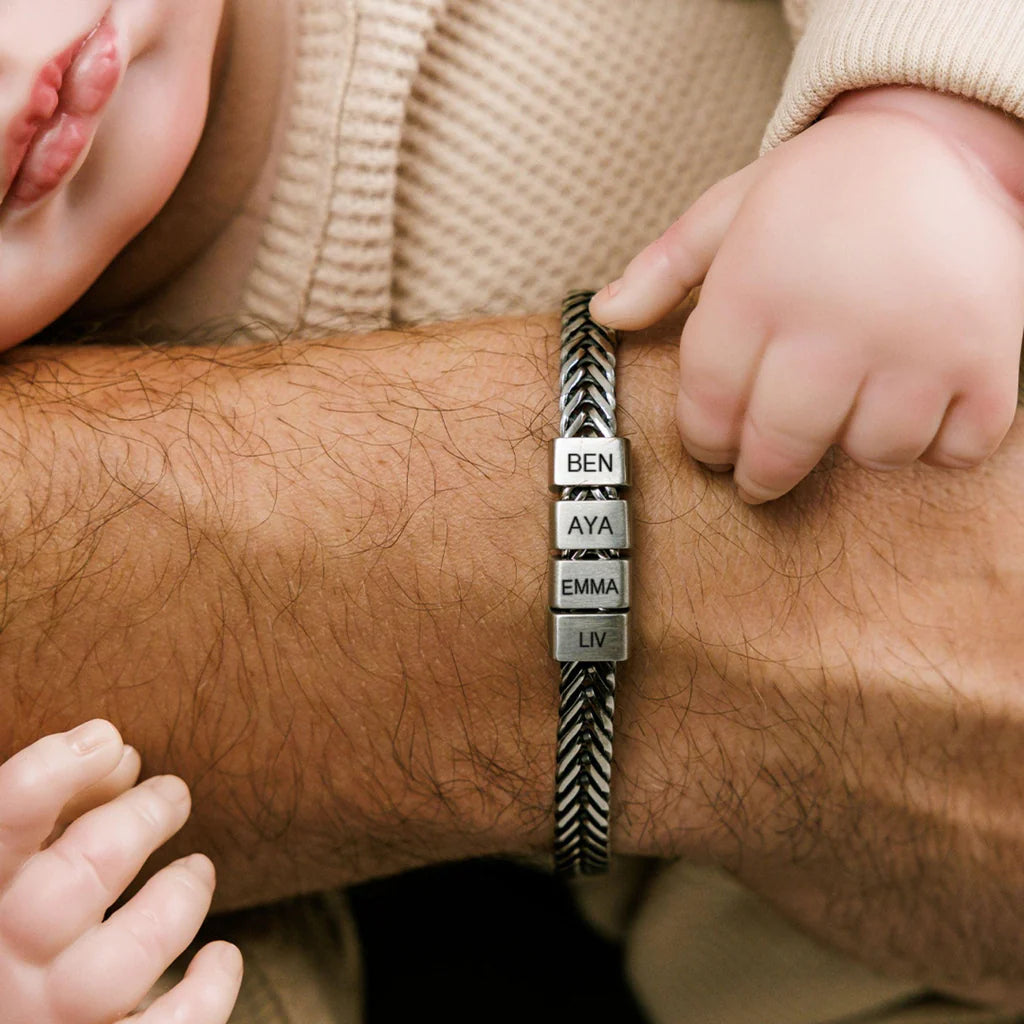 Personalize|Dad Bracelet With Kids’ Names - Silver
