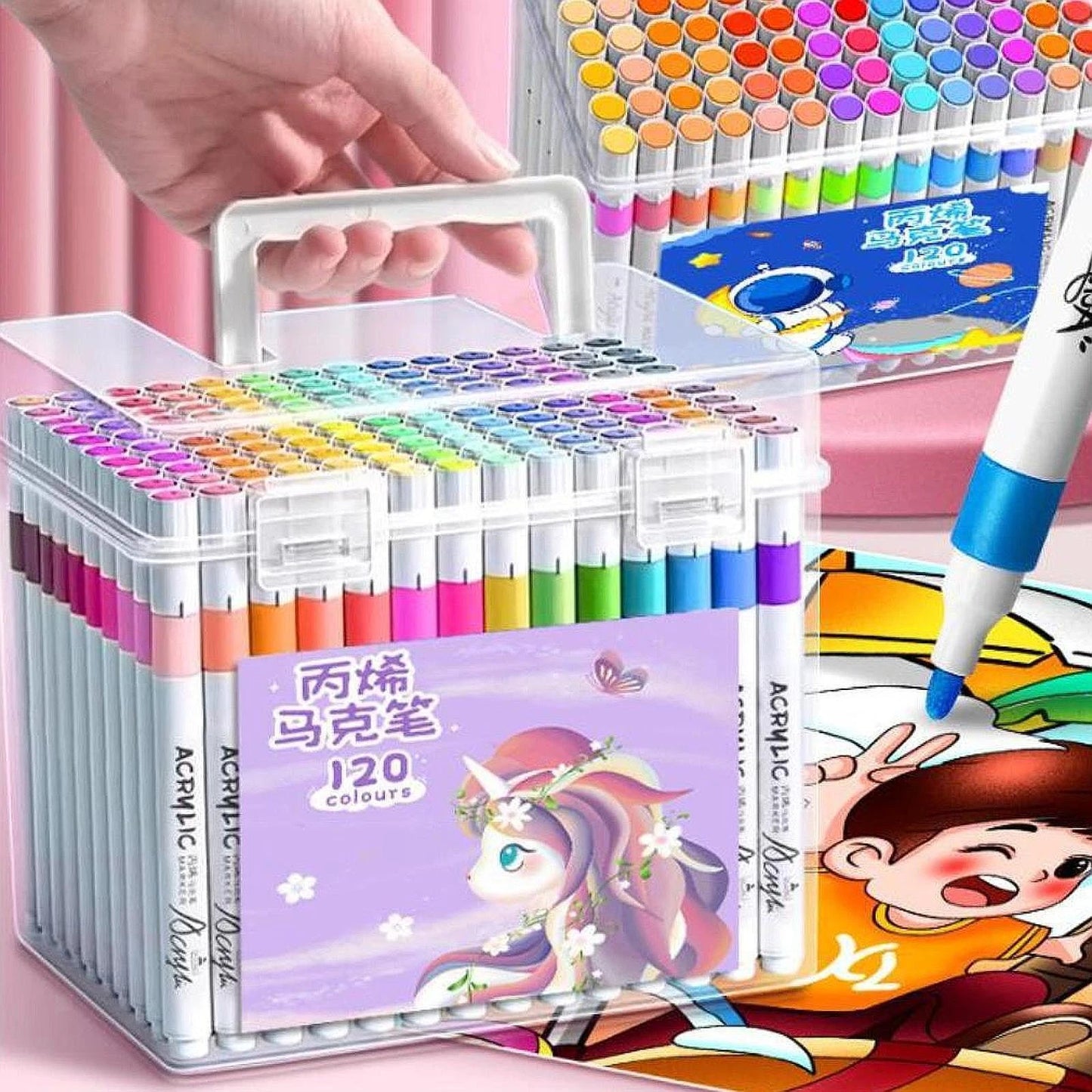 120 Colors Acrylic Paint Markers Children's Cartoon Drawing Pens