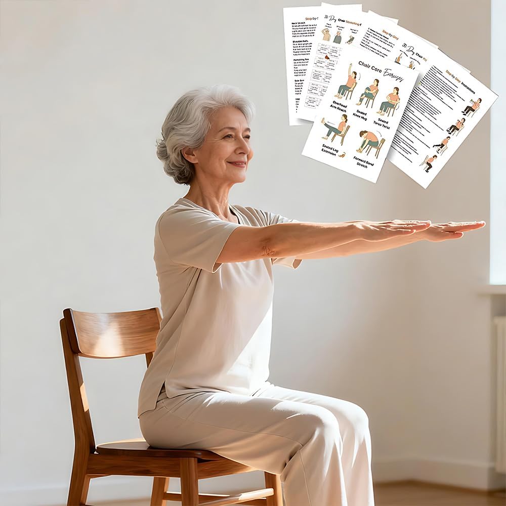 30-Day Chair Yoga Weight Loss Spiral Notebook Exercise Guide