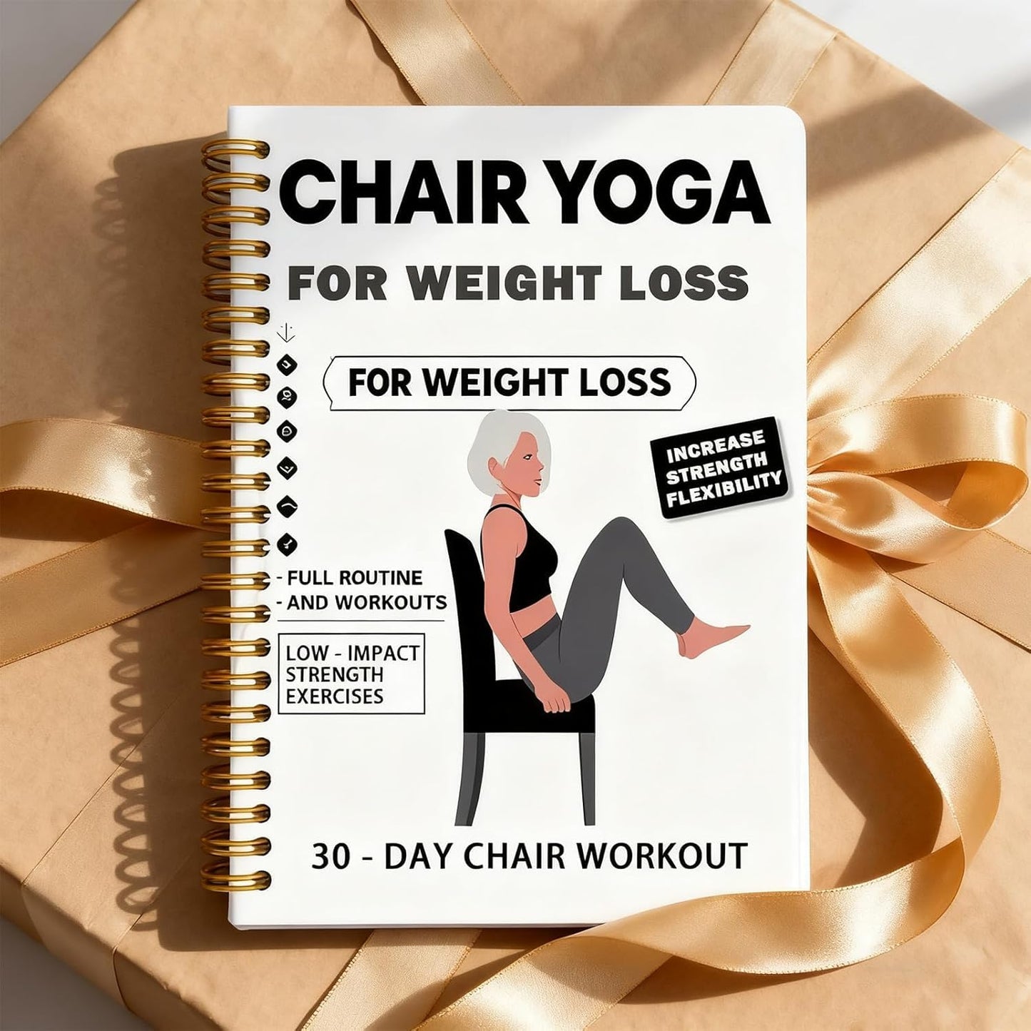 30-Day Chair Yoga Weight Loss Spiral Notebook Exercise Guide