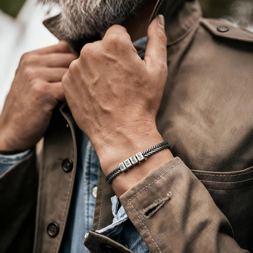 Personalize|Dad Bracelet With Kids’ Names - Silver