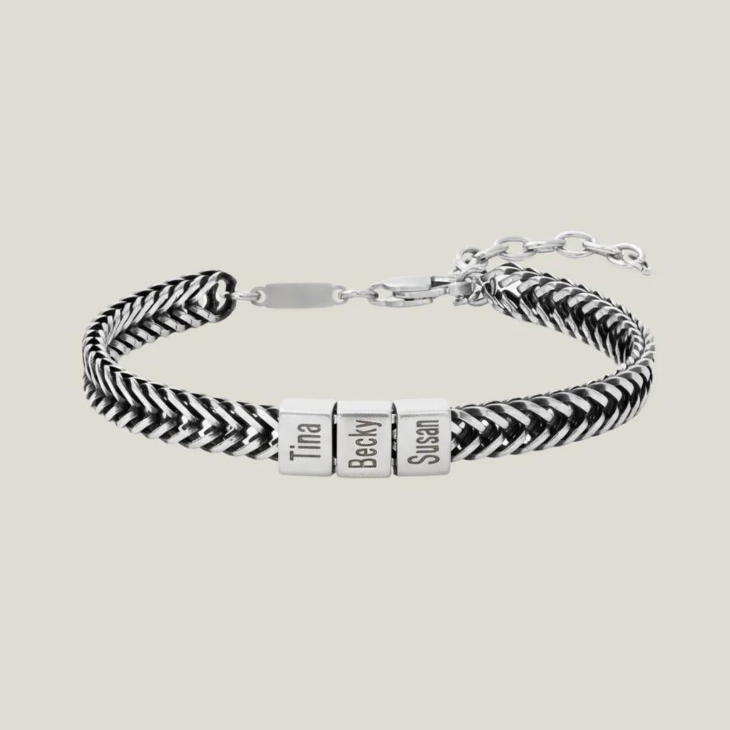 Personalize|Dad Bracelet With Kids’ Names - Silver