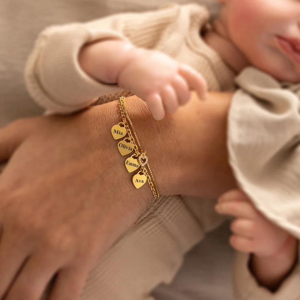Personalize|Olivia Bracelet - Mom bracelet with kid's names - Gold