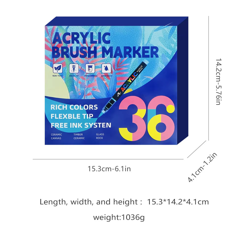 Direct-liquid Soft-tip Acrylic Marker 24/36/48/60/72 Colors